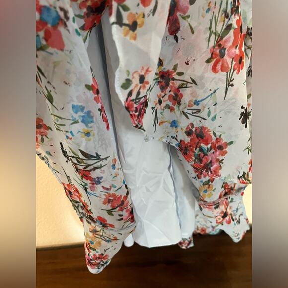 Likely floral V neck handkerchief hem sleeveless boho feminine midi dress - Picture 12 of 14